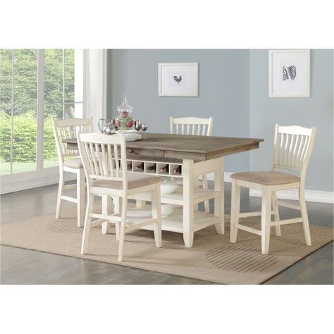 Well Known Gray And White Counter Height 5 Piece Dining Set – Grace Pertaining To White Counter Height Dining Tables (View 6 of 10)