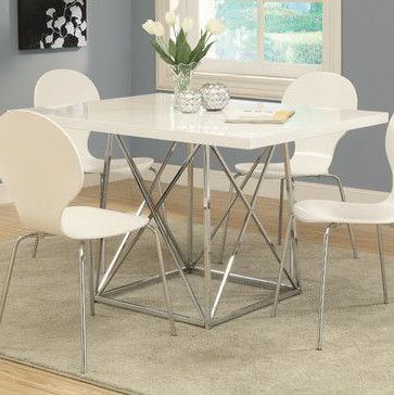 White And Black Dining Tables Intended For Most Up To Date White Glossy/chrome Metal 36in. X 48in (View 7 of 10)
