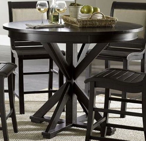White Counter Height Dining Tables Inside Well Known Willow Distressed Black Round Counter Height Dining Table (View 8 of 10)