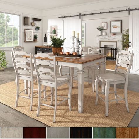 White Counter Height Dining Tables Within Most Up To Date Elena Antique White Extendable Counter Height Dining Set (View 4 of 10)