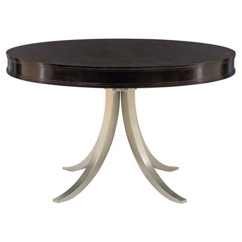 Willa Modern Nickel Black Walnut Round Dining Table In Intended For Preferred Black And Walnut Dining Tables (View 5 of 10)