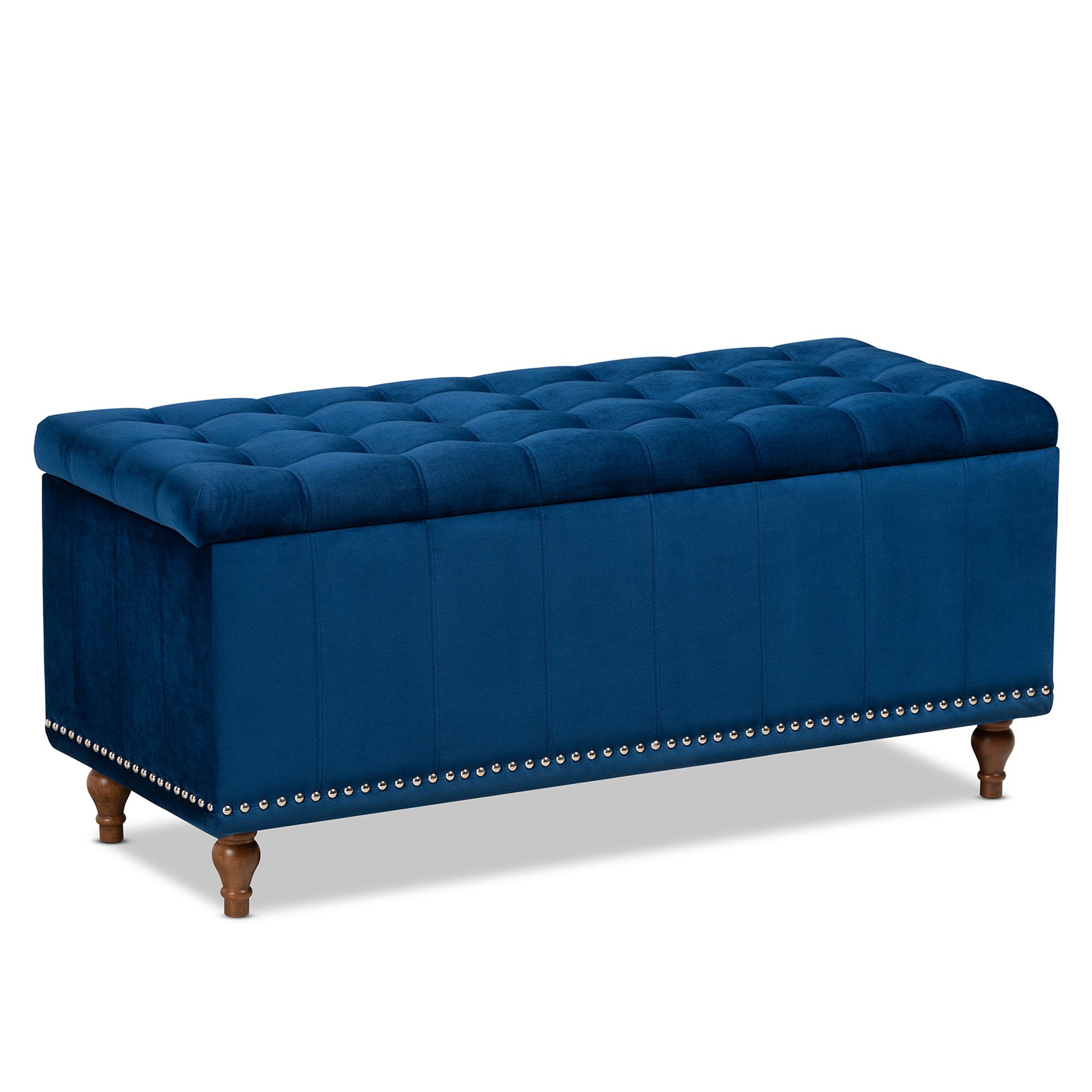 2017 Baxton Studio Kaylee Modern And Contemporary Navy Blue Velvet Fabric In Charcoal Fabric Tufted Storage Ottomans (View 2 of 10)