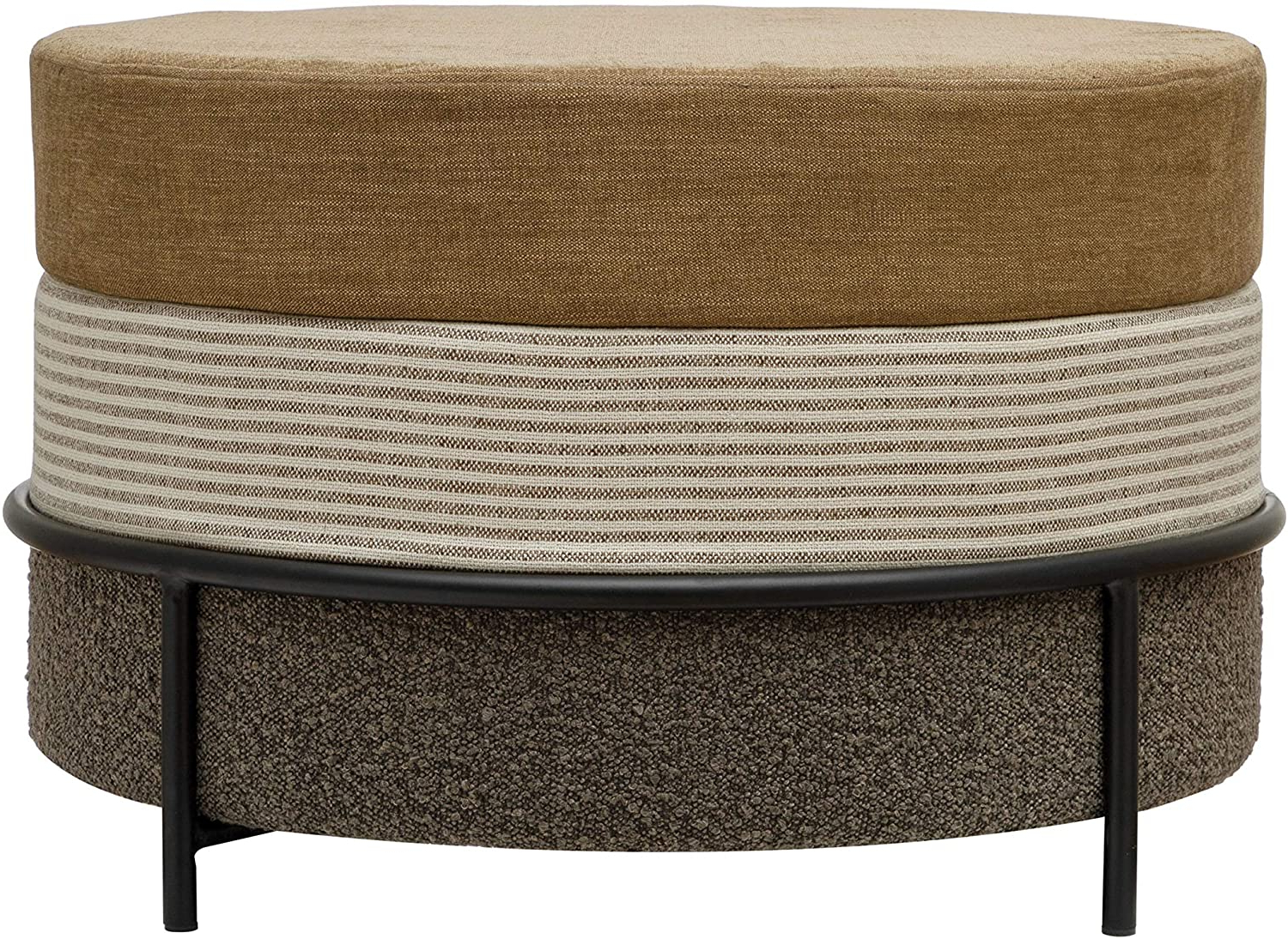 2018 Amazon: Bloomingville Mdf & Fabric Upholstered Ottoman With Black Pertaining To Black Fabric Ottomans With Fringe Trim (Photo 1 of 10)