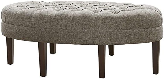 2018 Amazon: Madison Park Martin Oval Surfboard Tufted Ottoman Large For Brown Fabric Tufted Surfboard Ottomans (View 8 of 10)