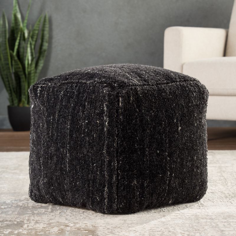 2018 Blue And Beige Ombre Cylinder Pouf Ottomans Throughout Sherwood Solid Black/ Ivory Cube Pouf (View 8 of 10)