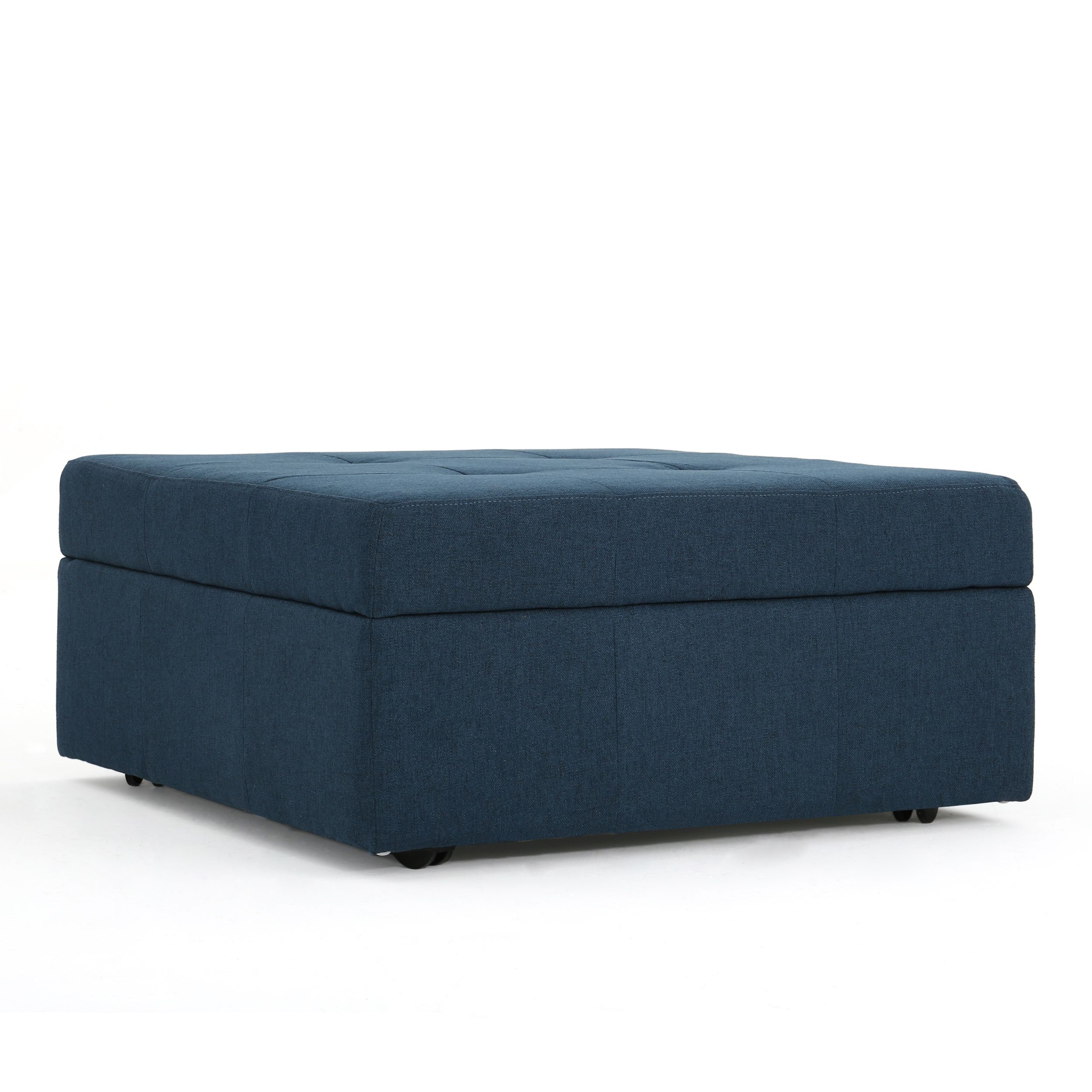 2018 Blue Fabric Tufted Surfboard Ottomans Intended For Channing Contemporary Tufted Fabric Storage Ottoman With Rolling (View 3 of 10)
