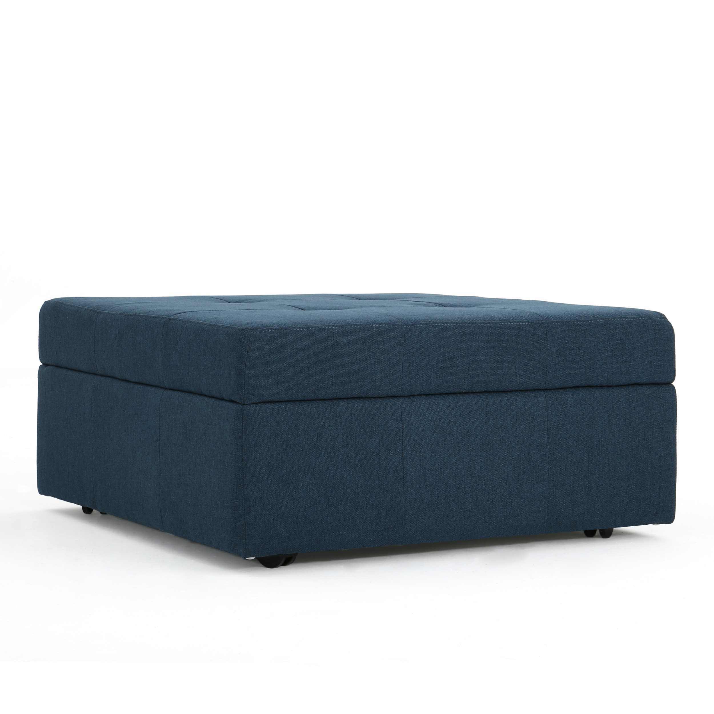 2018 Blue Fabric Tufted Surfboard Ottomans Intended For Channing Contemporary Tufted Fabric Storage Ottoman With Rolling (Photo 3 of 10)