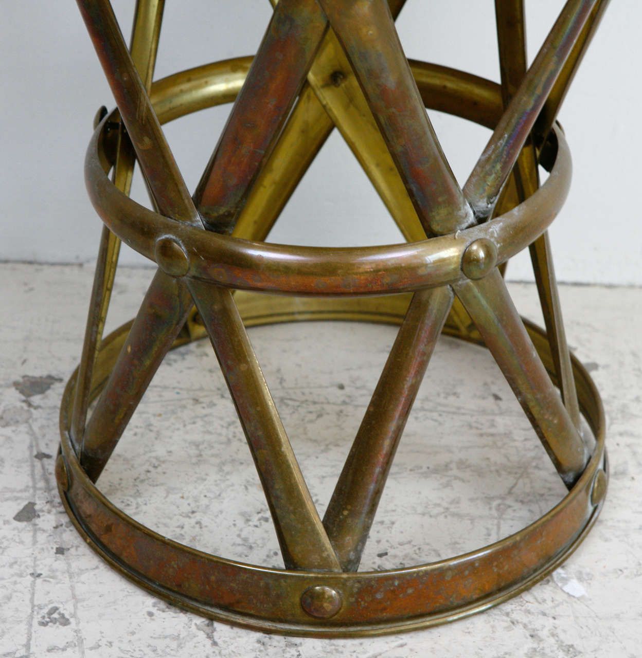 2018 Espresso Antique Brass Stools In Vintage Brass Drum Stool At 1stdibs (View 9 of 10)