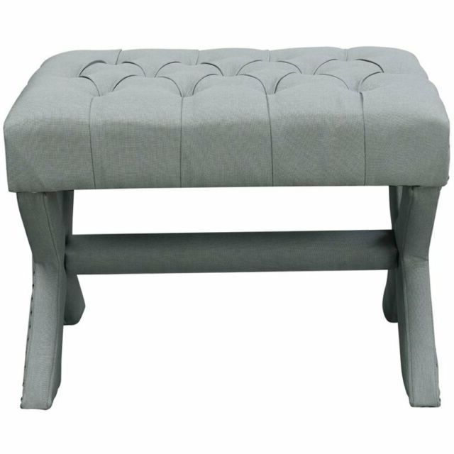 Abbyson Living Naples Fabric Nailhead Trim Ottoman In Gray For Sale For Preferred Gray Fabric Round Modern Ottomans With Rope Trim (View 7 of 10)