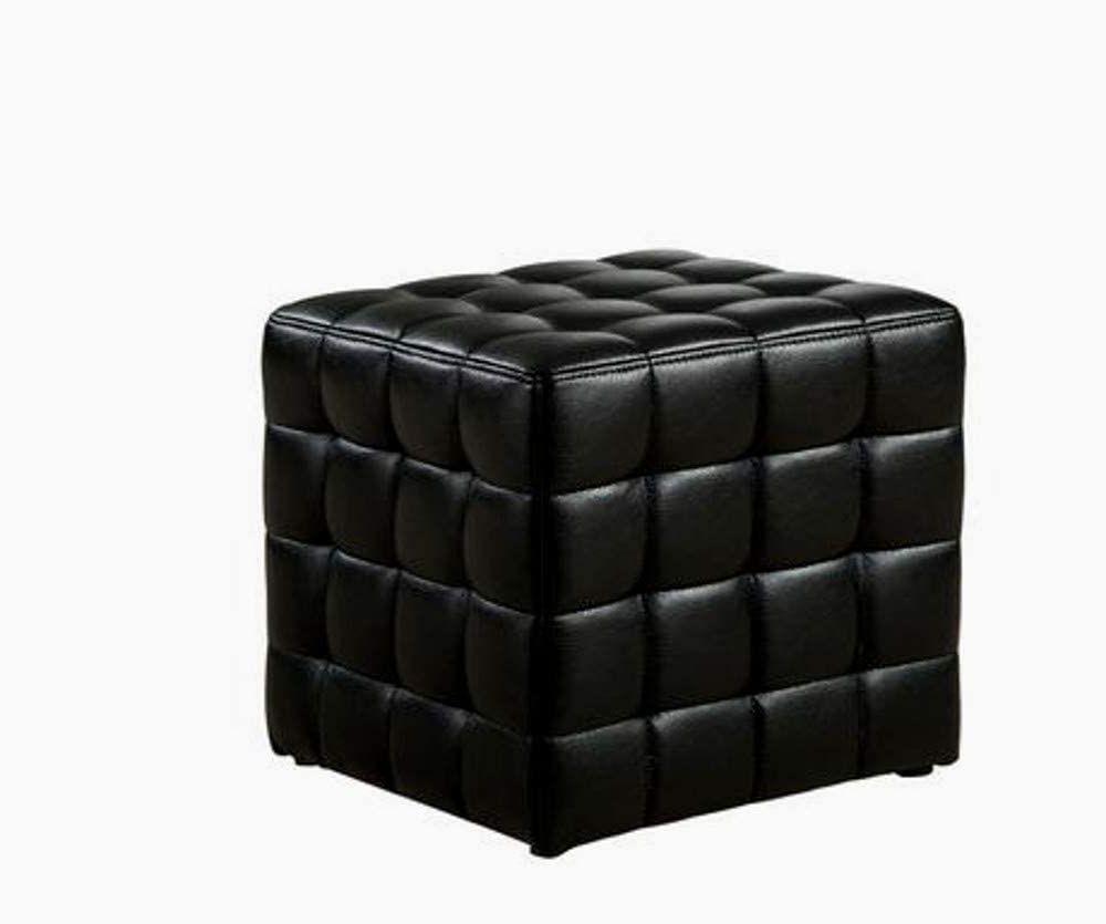 Amazon: Efd Small Square Ottoman Black Faux Leather Upholstery Intended For 2018 Black Leather And Bronze Steel Tufted Ottomans (View 9 of 10)