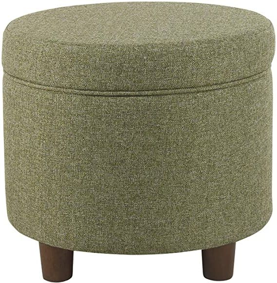 Amazon: Homepop Round Tweed Storage Ottoman, Green Tweed: Kitchen For Well Liked Textured Green Round Pouf Ottomans (View 8 of 10)