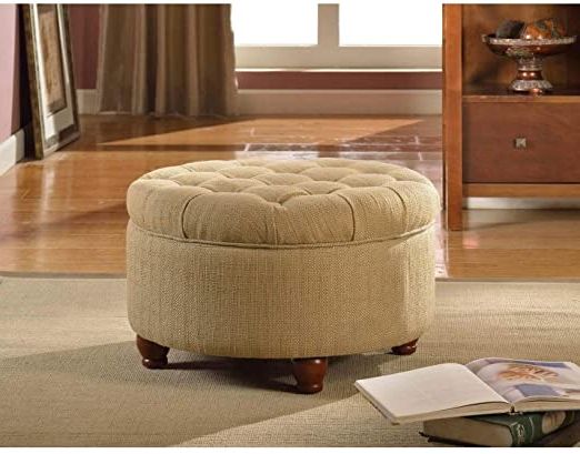 Amazon: Tan And Cream Tweed Tufted Storage Ottoman Solid Casual With Regard To Popular Cream Wool Felted Pouf Ottomans (View 8 of 10)