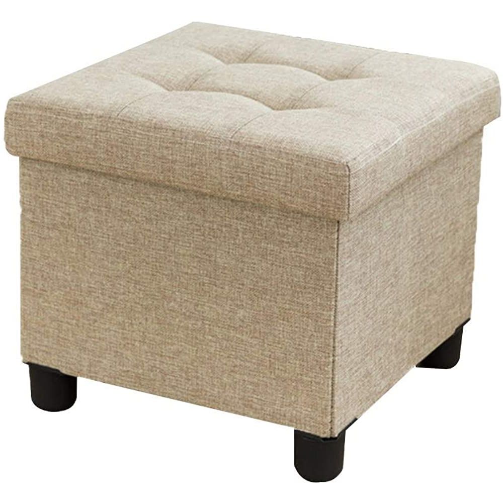 Amazon: Wersdf Storage Ottoman Cube, Folding Bench With Highly Within Preferred Gray And Beige Solid Cube Pouf Ottomans (View 3 of 10)