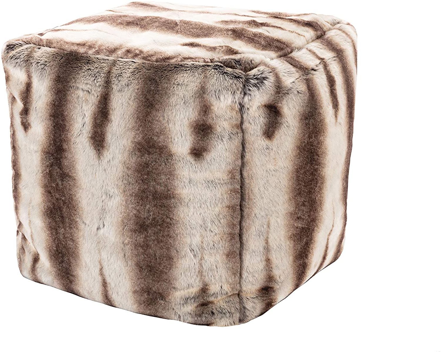 Amazon: Wovenbyrd 18 Inch Square Faux Fur Pouf Ottoman, Brown With Regard To Well Liked Charcoal Brown Faux Fur Square Ottomans (View 4 of 10)
