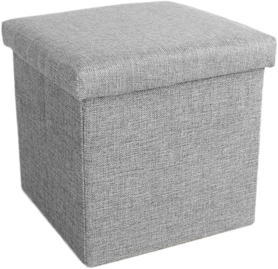 Amazon: Zaipp Folding Storage Ottoman,cube Small Footstool Stool With Regard To Trendy Gray And Beige Solid Cube Pouf Ottomans (View 5 of 10)
