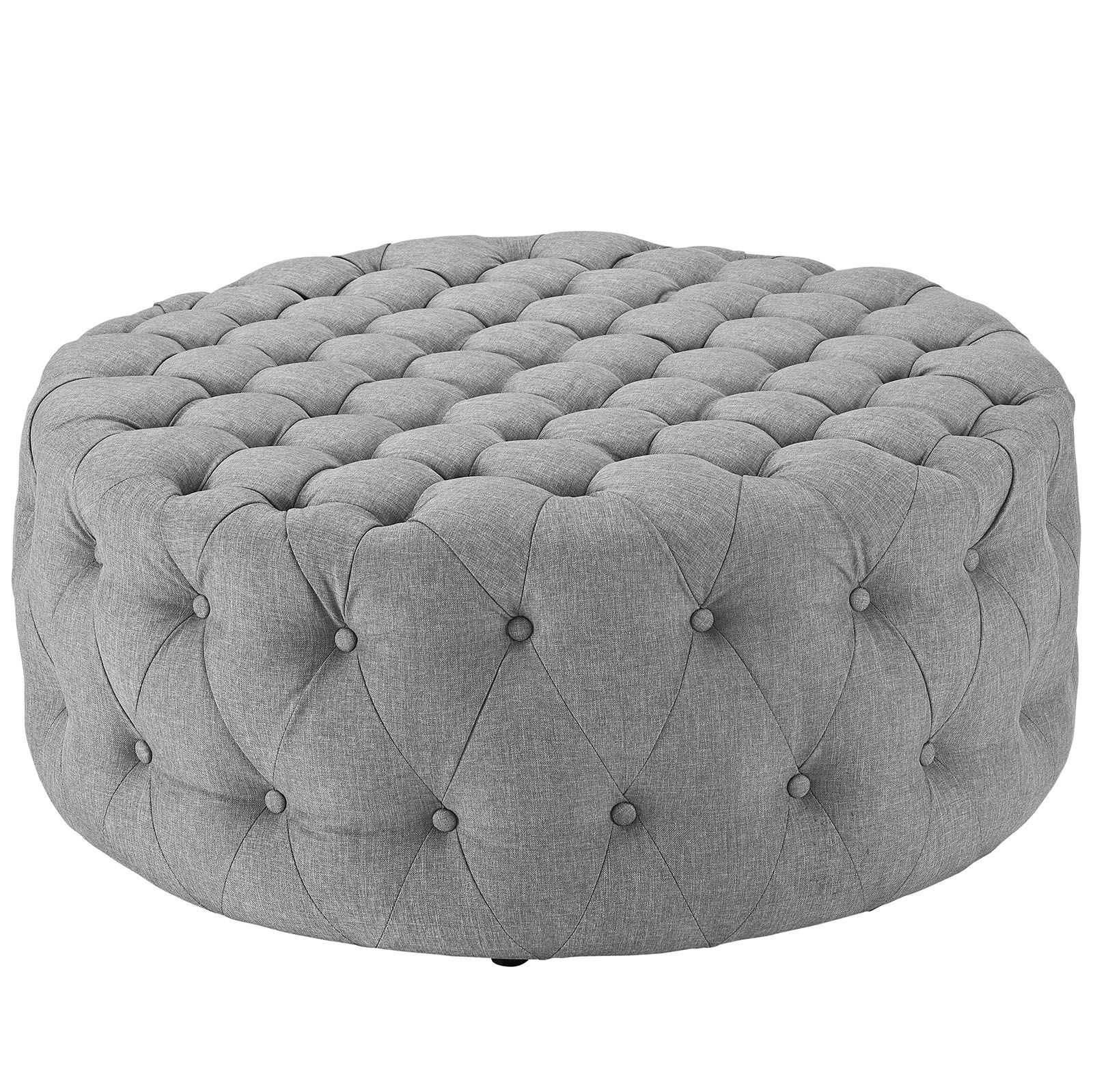 Amour Upholstered Fabric Ottoman Light Gray Regarding Most Popular Light Gray Cylinder Pouf Ottomans (View 6 of 10)