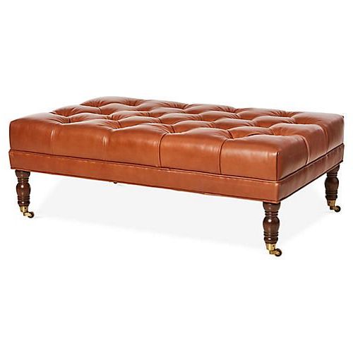 Anna Cocktail Ottoman, Caramel Leather (View 10 of 10)