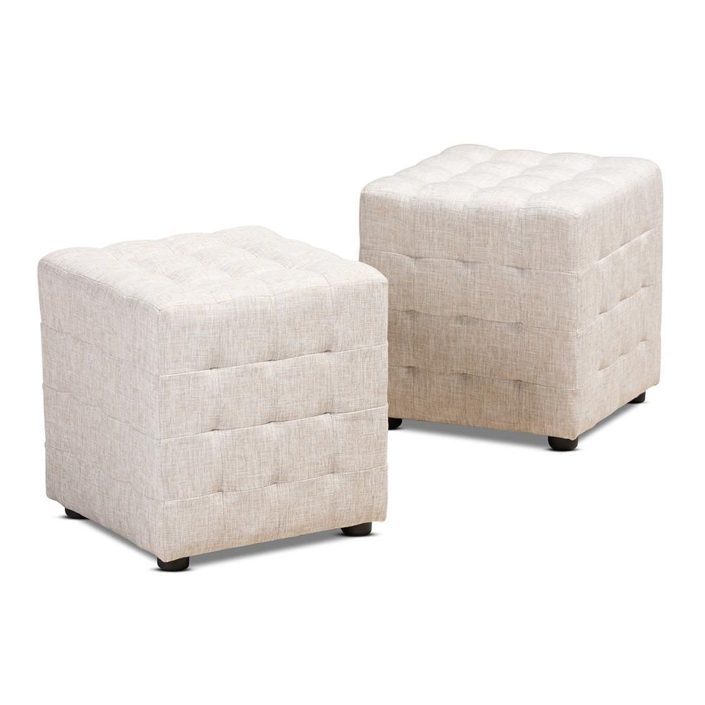 Baxton Studio Elladio Modern And Contemporary Fabric Upholstered Tufted Intended For Latest Orange Fabric Modern Cube Ottomans (View 3 of 10)