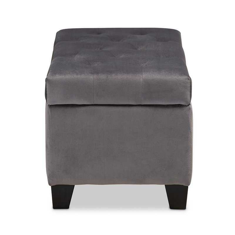 Baxton Studio Michaela Grey Velvet Upholstered Storage Ottoman – 162 With Regard To 2018 Gray Velvet Ottomans With Ample Storage (View 8 of 10)