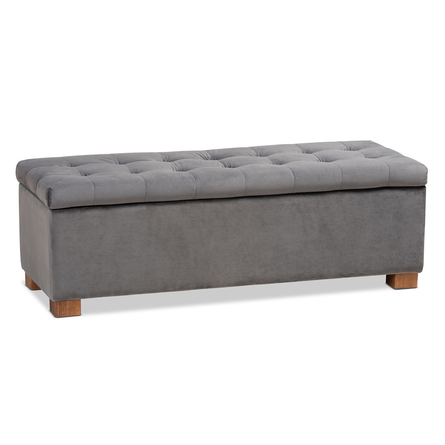 Baxton Studio Roanoke Modern And Contemporary Grey Velvet Fabric With Newest Charcoal Gray Velvet Tufted Rectangular Ottoman Benches (View 1 of 10)