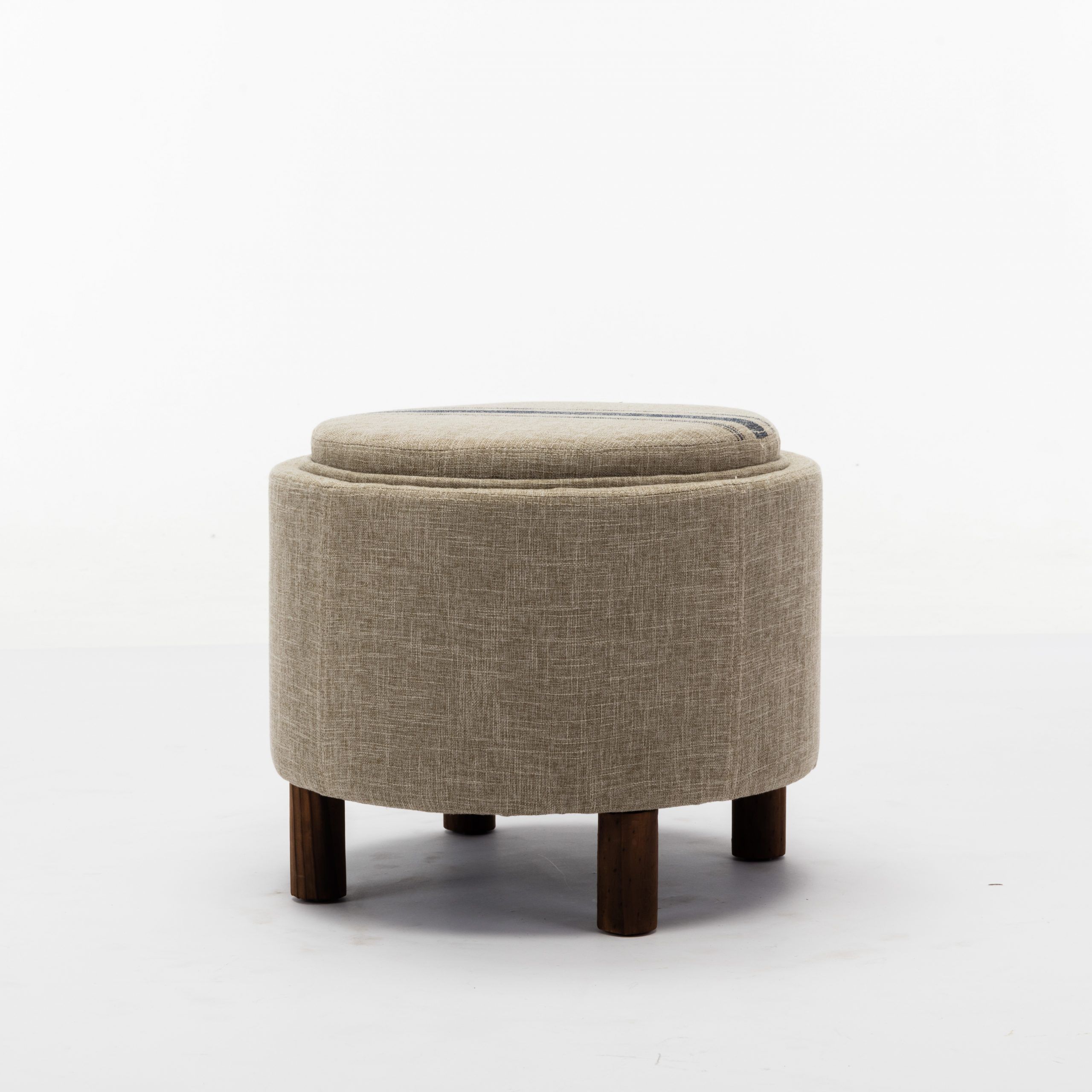 Beige And White Tall Cylinder Pouf Ottomans Regarding Latest Storage Ottoman (View 8 of 10)