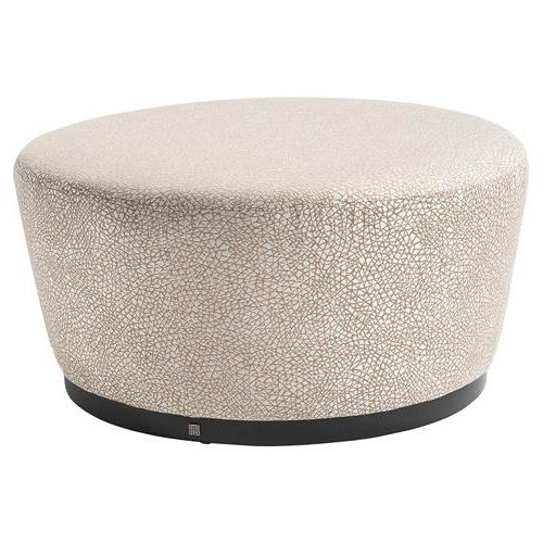 Beige Cotton Pouf Ottomans For Trendy Adriana Hoyos Rumba Modern Classic Beige Upholstered Round Ottoman (View 8 of 10)