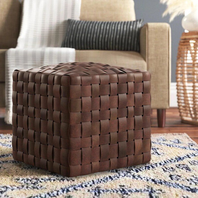 Best And Newest 19'' Genuine Leather Square Cube Ottoman In  (View 7 of 10)