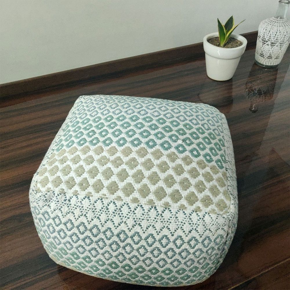 Best And Newest Beige Cotton Pouf Ottomans Pertaining To Bigmo Handloom Weaved Cotton Pouf/ Ottoman Large Size  35x40x40 Cm (View 4 of 10)