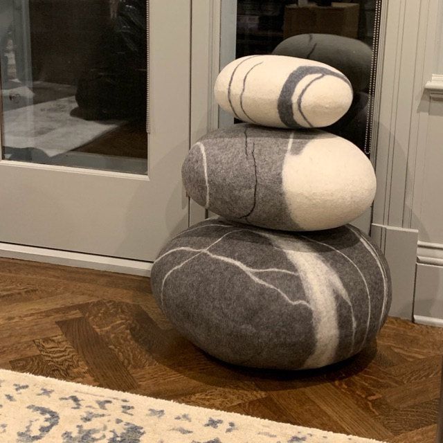 Best And Newest Felt Stone Poufs Or Pillows. Made Of Soft Natural Wool (View 1 of 10)