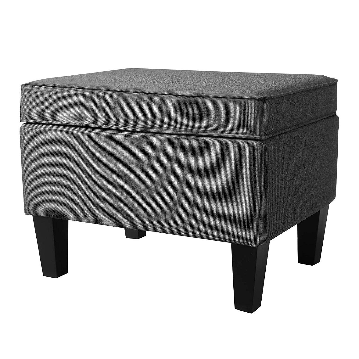 Best And Newest Gray Fabric Oval Ottomans With Rectangular Fabric Upholstered Wooden Frame Storage Ottoman, Gray (View 3 of 10)