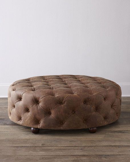 Best And Newest Maddie Round Leather Ottoman (View 8 of 10)