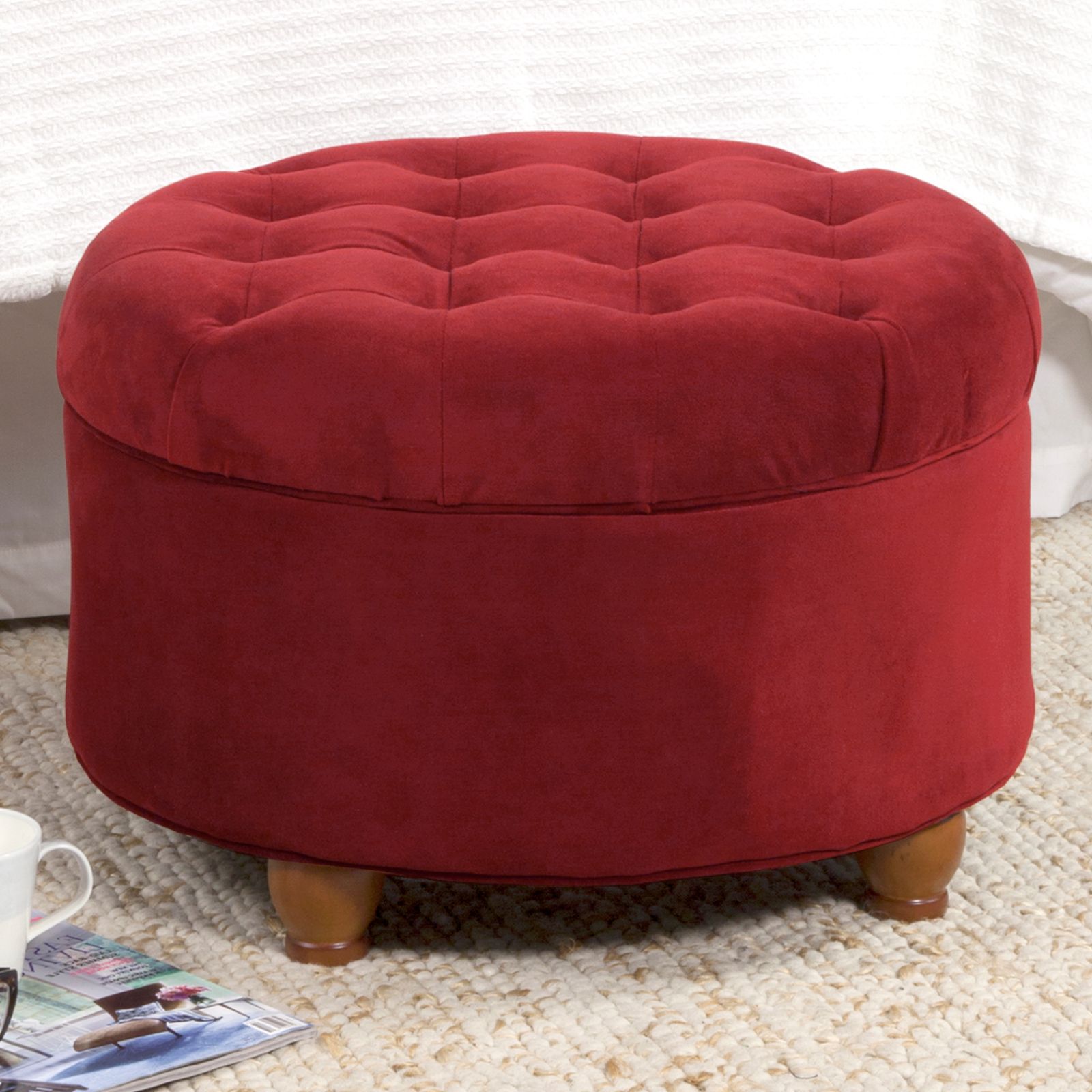 Best And Newest Velvet Tufted Storage Ottomans Within Kinfine Velvet Tufted Storage Ottoman – Ottomans At Hayneedle (View 2 of 10)
