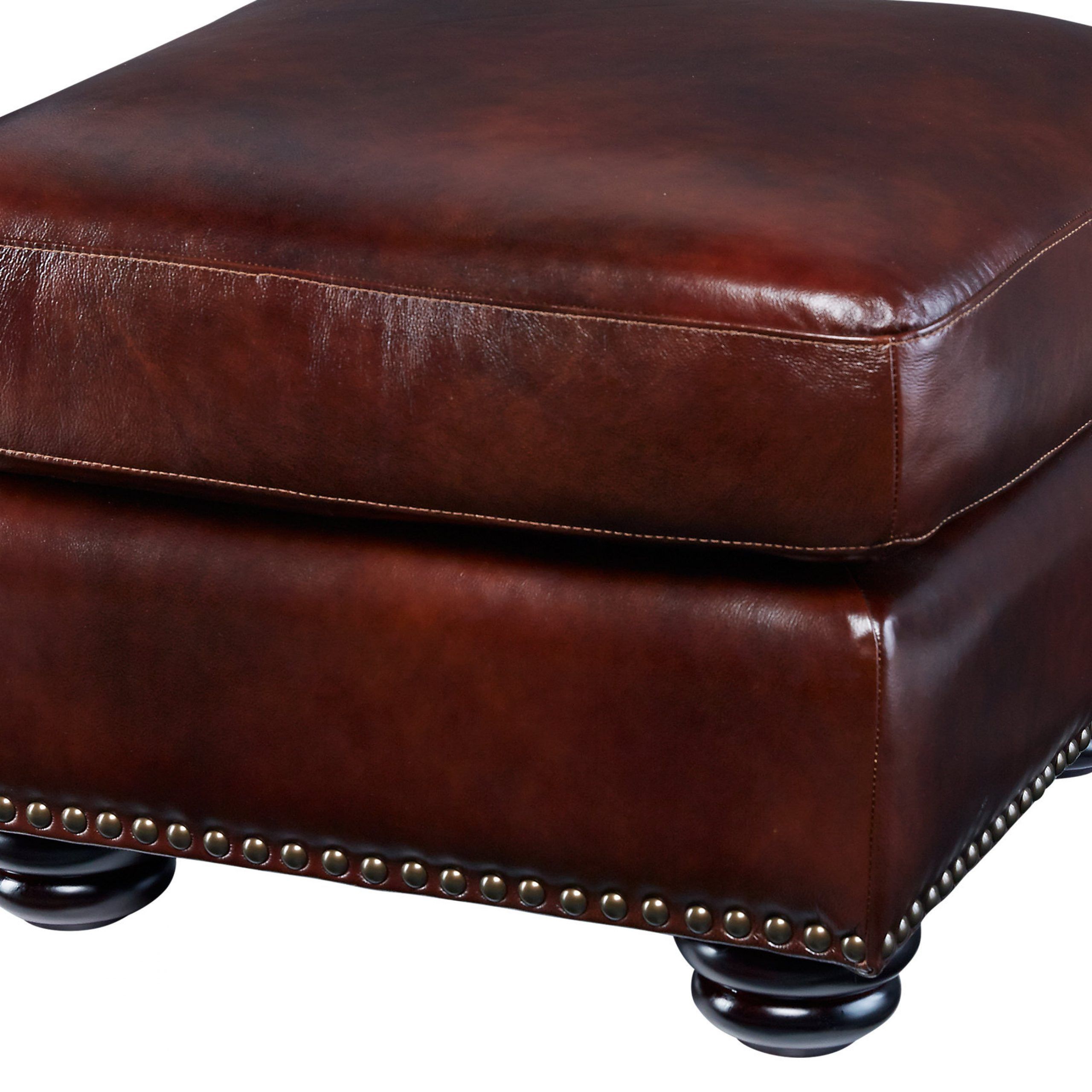 Best And Newest Weathered Ivory Leather Hide Pouf Ottomans In $ (View 1 of 10)