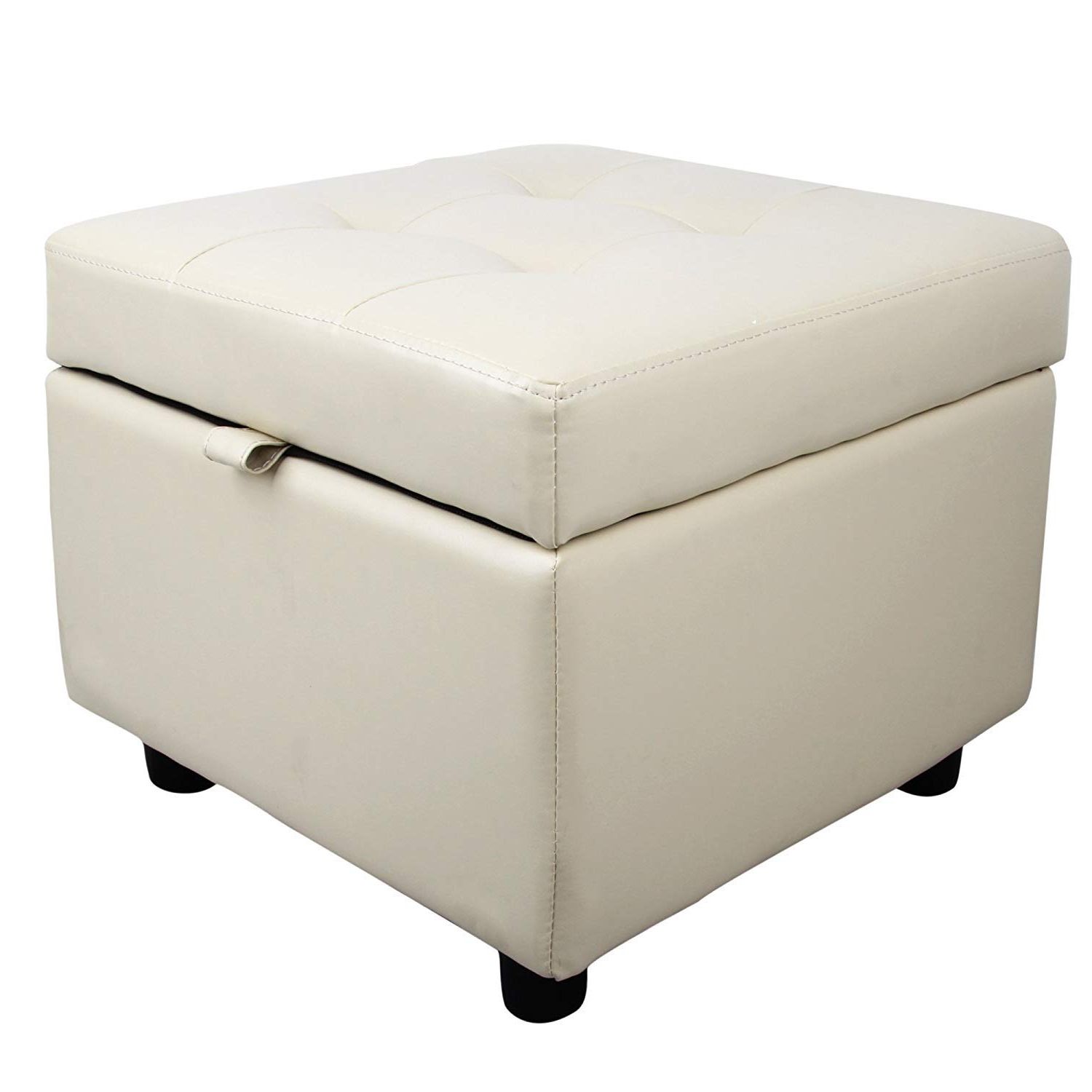 Best Small Storage Ottoman Cube Ivory – Your House With Well Known White And Blush Fabric Square Ottomans (View 2 of 10)