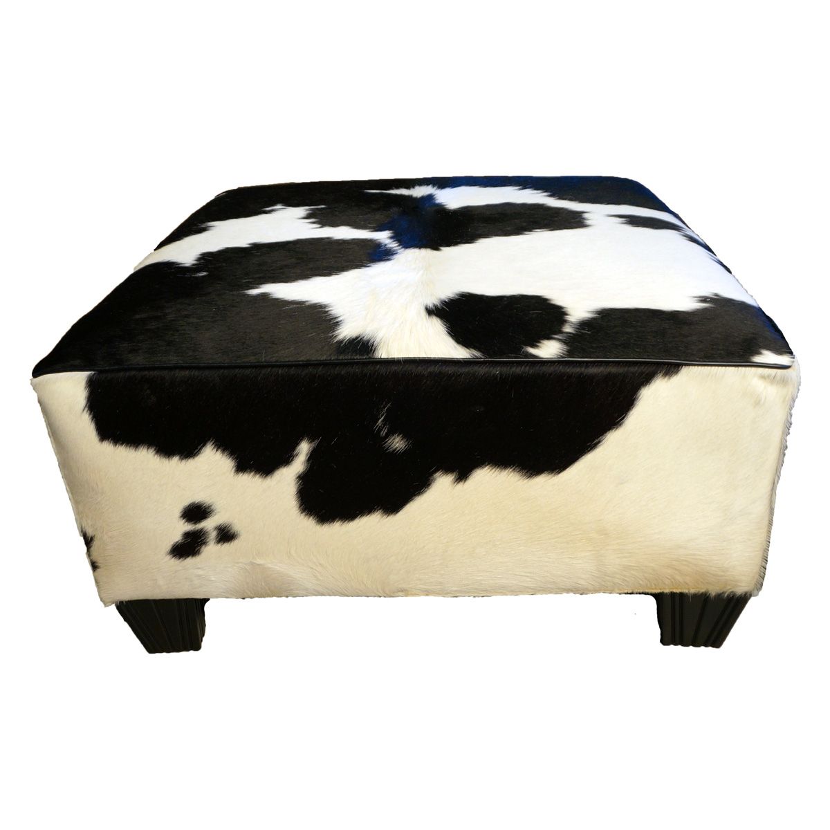 Black And White Solid Cowhide Ottoman In Most Recent White Solid Cylinder Pouf Ottomans (View 6 of 10)