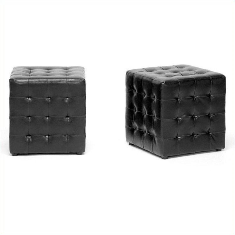 Black And White Zigzag Pouf Ottomans Within Latest Baxton Studio Siskal Black Modern Cube Ottoman – Walmart – Walmart (View 10 of 10)
