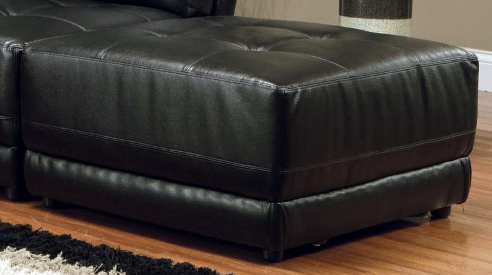 Black Bonded Leather Ottoman With Deep Tufting 500893coaster In Best And Newest Black White Leather Pouf Ottomans (View 6 of 10)
