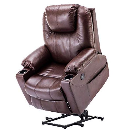 Black Faux Leather Usb Charging Ottomans Inside 2018 Electric Power Lift Recliner Massage Sofa Heating Chair Lounge Remote (View 4 of 10)