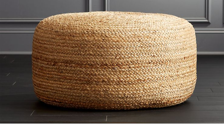 Black Jute Pouf Ottomans With Regard To Preferred Large Black Braided Jute Pouf + Reviews (Photo 6 of 10)