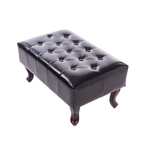 Black Leather And Bronze Steel Tufted Ottomans Regarding Well Liked Contemporary Tufted Ottoman Footstool Seat Elegant Black Living Room (View 4 of 10)