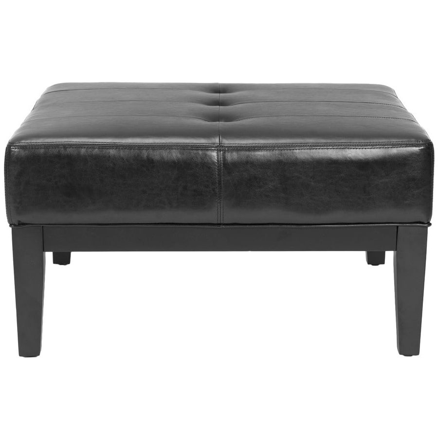 Black Leather Foot Stools Pertaining To Well Known Safavieh Fulton Small Casual Black Faux Leather Ottoman At Lowes (View 5 of 10)