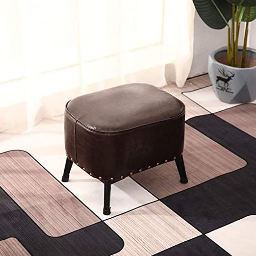 Black Leather Foot Stools Throughout Recent Amazon: Dfbgl Rectangle Footrest Stool, Pu Leather Ottoman Foot (View 10 of 10)