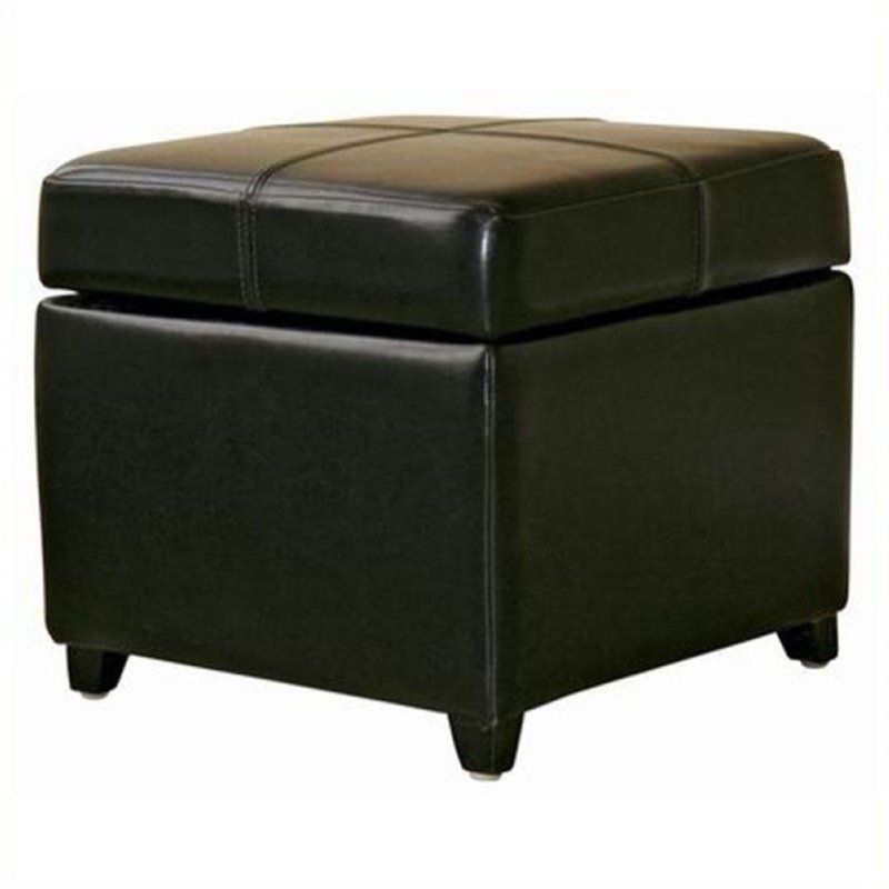 Black Leather Ottomans Throughout Well Known Pemberly Row Square Leather Storage Ottoman In Black – Pr  (View 3 of 10)