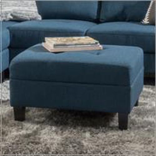 Blue Fabric Storage Ottomans Inside Most Up To Date Zach Dark Blue Fabric Ottoman (View 9 of 10)