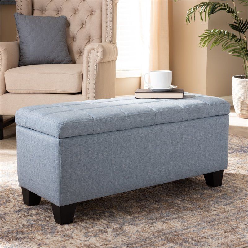 Blue Fabric Storage Ottomans Within Favorite Baxton Studio Fera Light Blue Fabric Storage Ottoman (View 5 of 10)