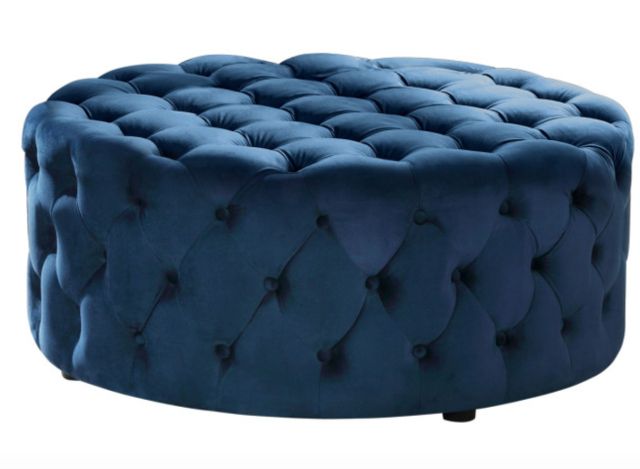 Blue Fabric Tufted Surfboard Ottomans With Most Popular Modern Tufted Fabric Ottoman Blue Velvet (View 9 of 10)