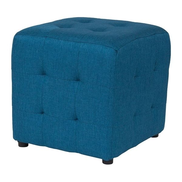 Blue Fabric Tufted Surfboard Ottomans With Regard To Recent Shop Offex Avendale Tufted Upholstered Ottoman Pouf In Blue Fabric (View 7 of 10)