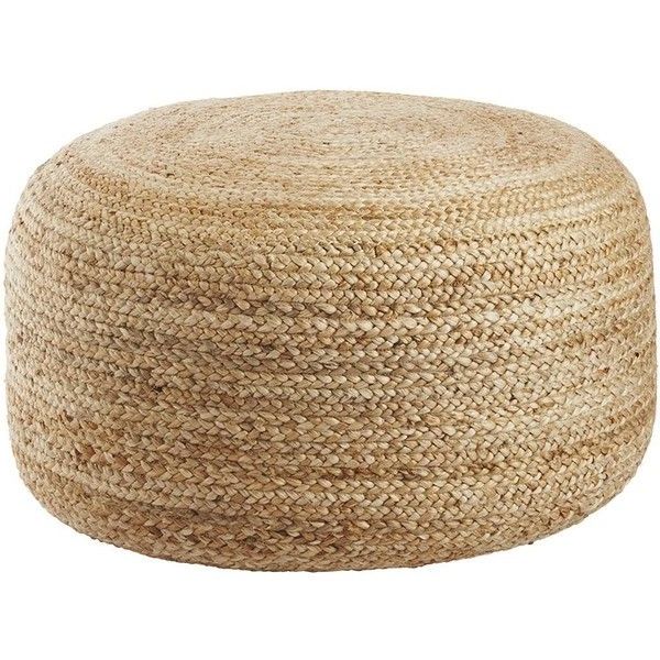Braided Jute Large Pouf Liked On Polyvore Featuring Home, Furniture Regarding Latest Black Jute Pouf Ottomans (View 5 of 10)