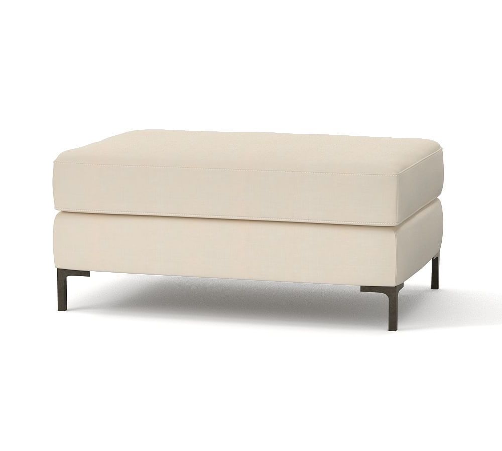 Bronze Steel Tufted Square Ottomans In Most Recently Released Jake Upholstered Ottoman With Bronze Legs, Polyester Wrapped Cushions (View 3 of 10)