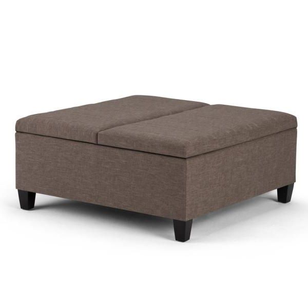 Brooklyn + Max Blake 36 Inch Wide Traditional Square Storage Ottoman In Intended For Trendy French Linen Black Square Ottomans (View 5 of 10)